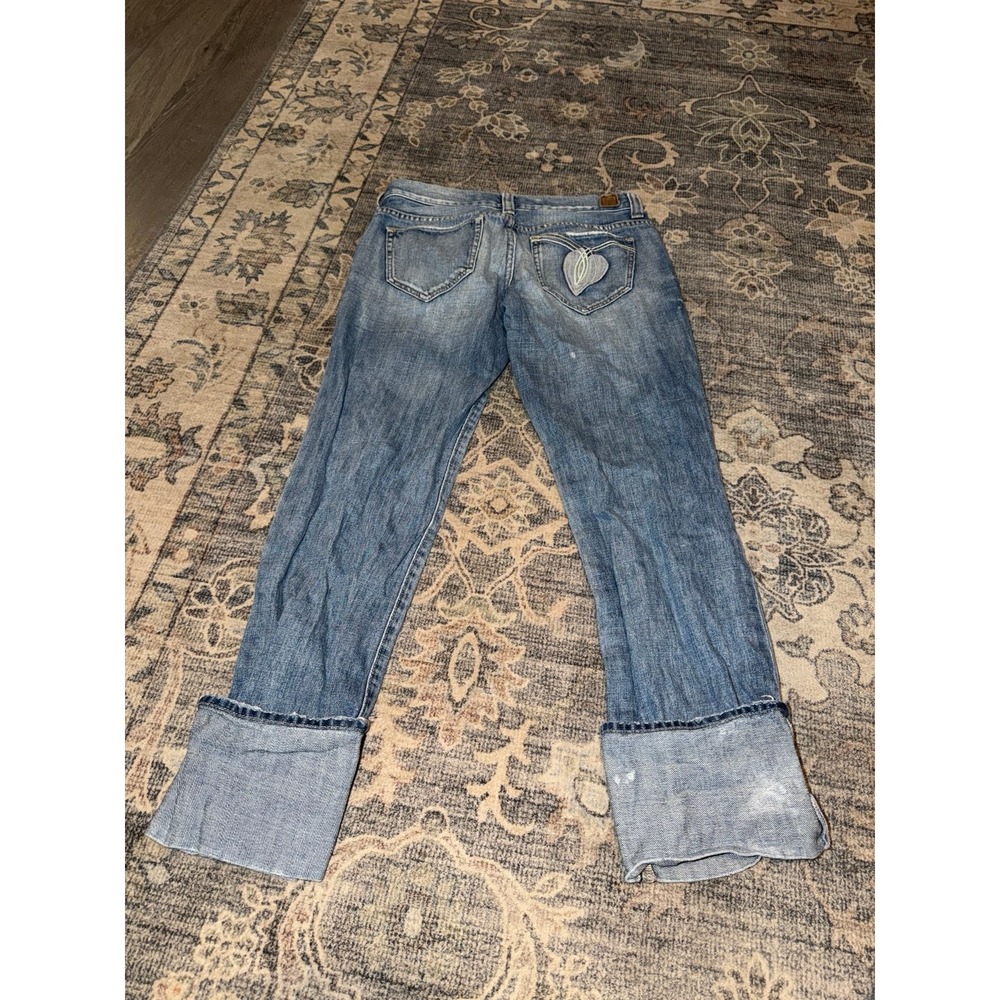 Women's Vintagw Y2K GUESS Low Rise Cuffed Jeans Capris Light Wash